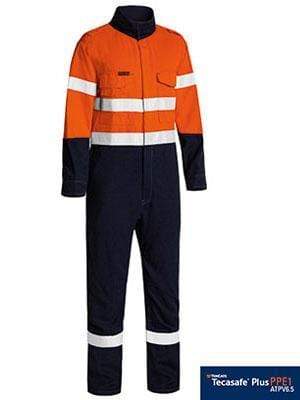 Bisley Workwear Work Wear BISLEY WORKWEAR TENCATE TECASAFE® PLUS 580 TAPED HI VIS LIGHT-WEIGHT FR NON VENTED ENGINEERED COVERALL BC8186T